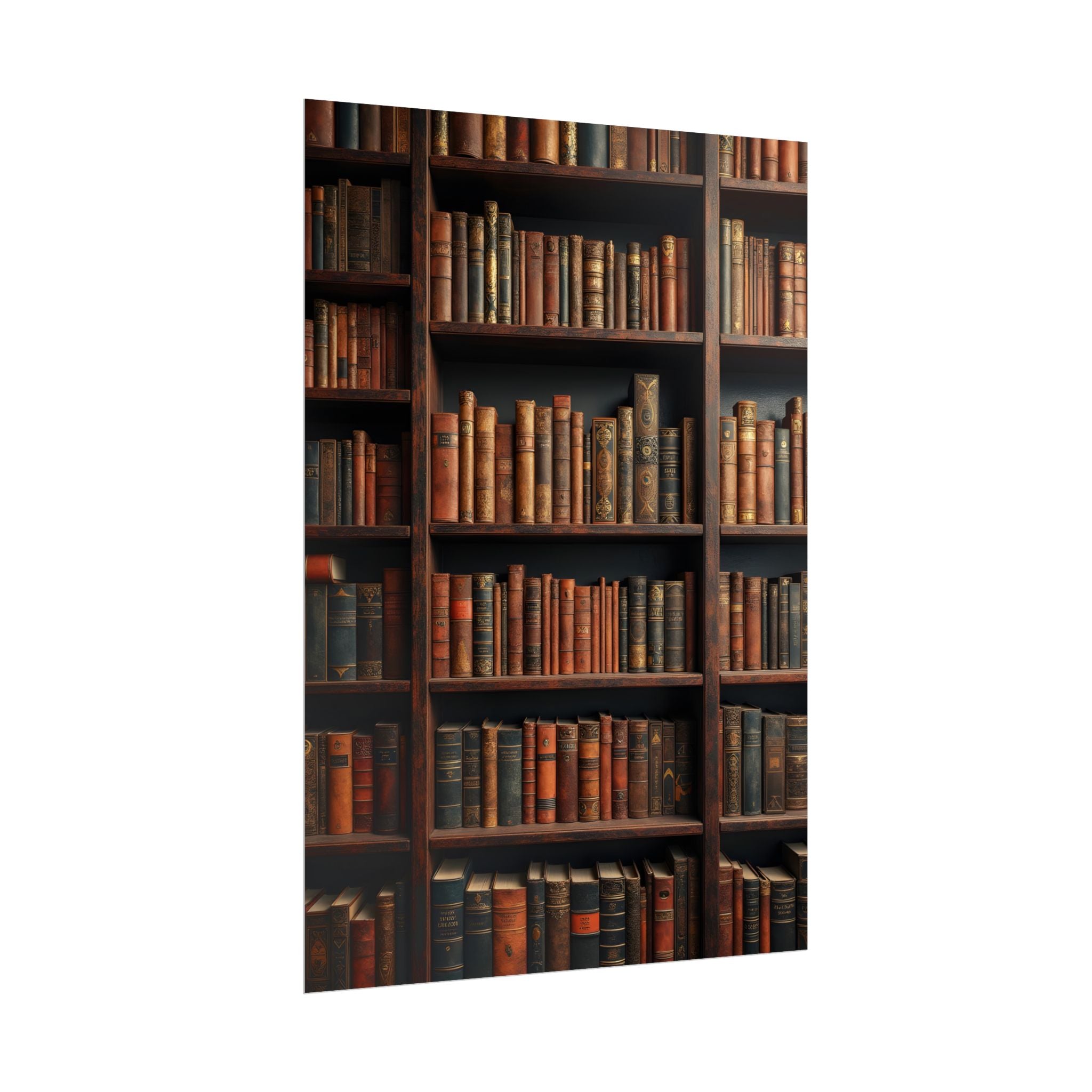 Vintage Library Bookshelf Rolled Poster - Antique Bookshop Wall Art