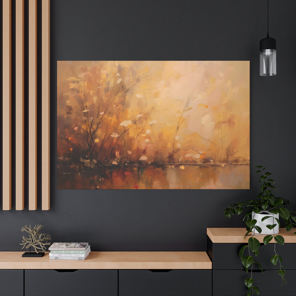 Golden Meadow Abstract Wall Art - Stretched Canvas