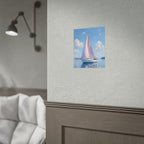 Sailing boat on calm water with pink accents - Poster