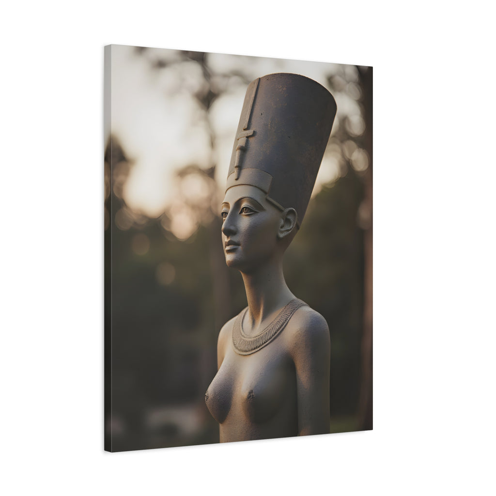 Nefertiti Bronze Statue Wall Art - Egyptian Sculpture Photography - Queen of Egypt - Stretched Canvas