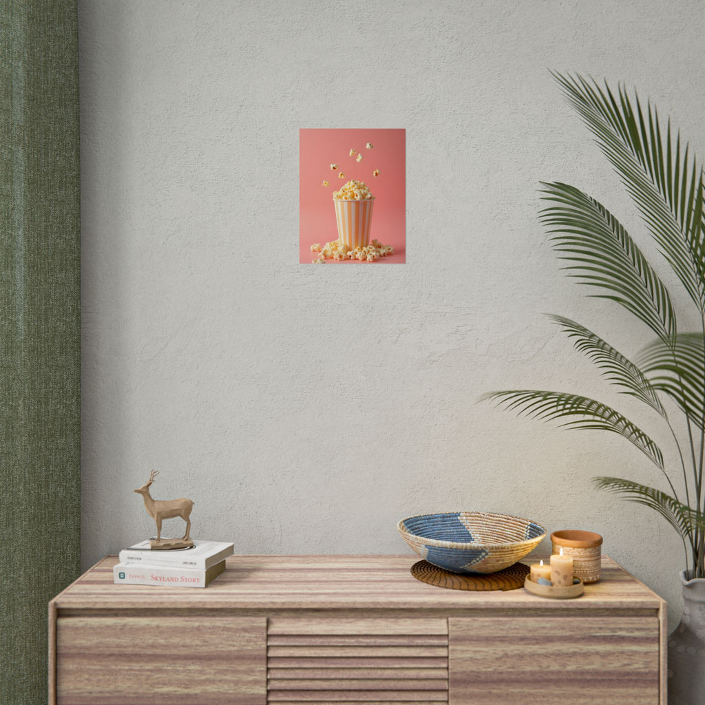 Popcorn with a pink background - Poster