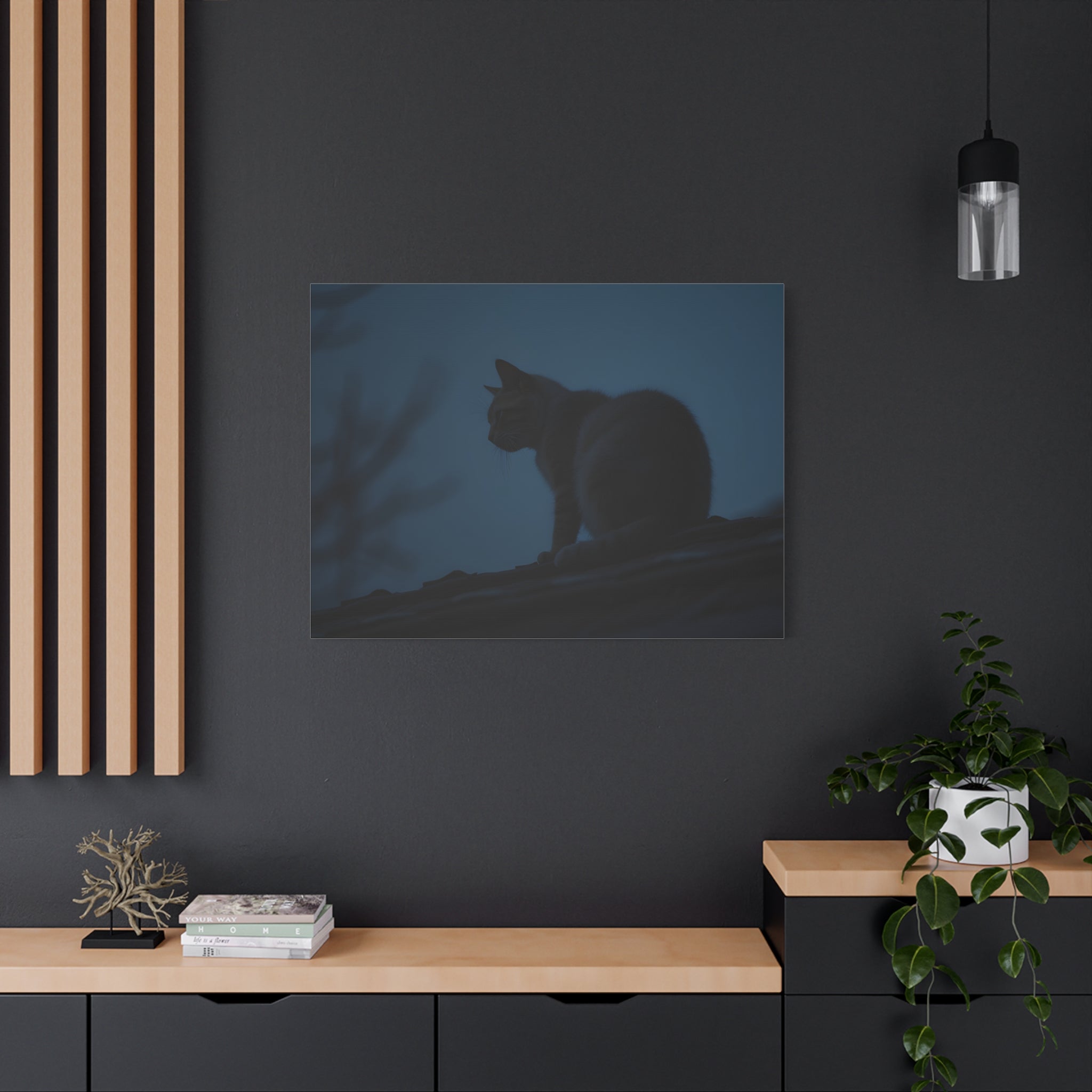 Nightwatch Cat Wall Art - Stretched canvas