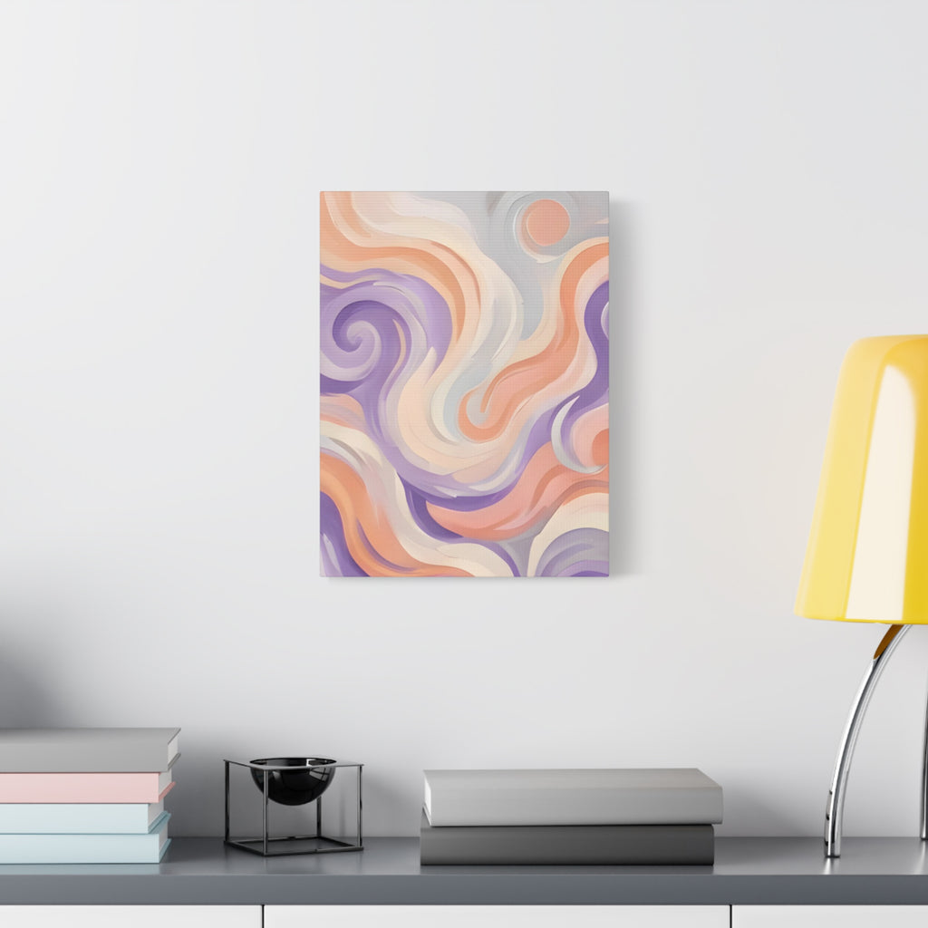 Abstract Swirl Matte Canvas Wall Art - Pastel Waves Stretched Print