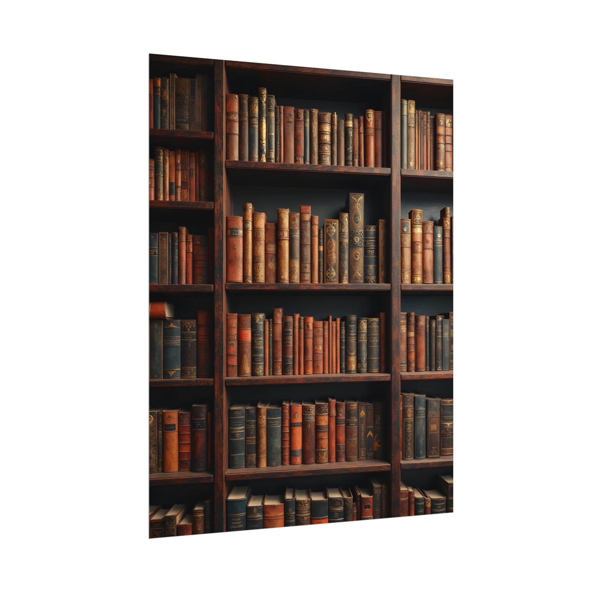 Vintage Library Bookshelf Rolled Poster - Antique Bookshop Wall Art