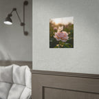Butterfly on Pink Rose Wall Art - Poster