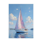 Sailing boat on calm water with pink accents - Poster