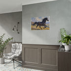 Running Black Stallion Wall Art - Horse Painting - Poster