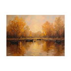 Autumn at the lake with rowboats - Poster