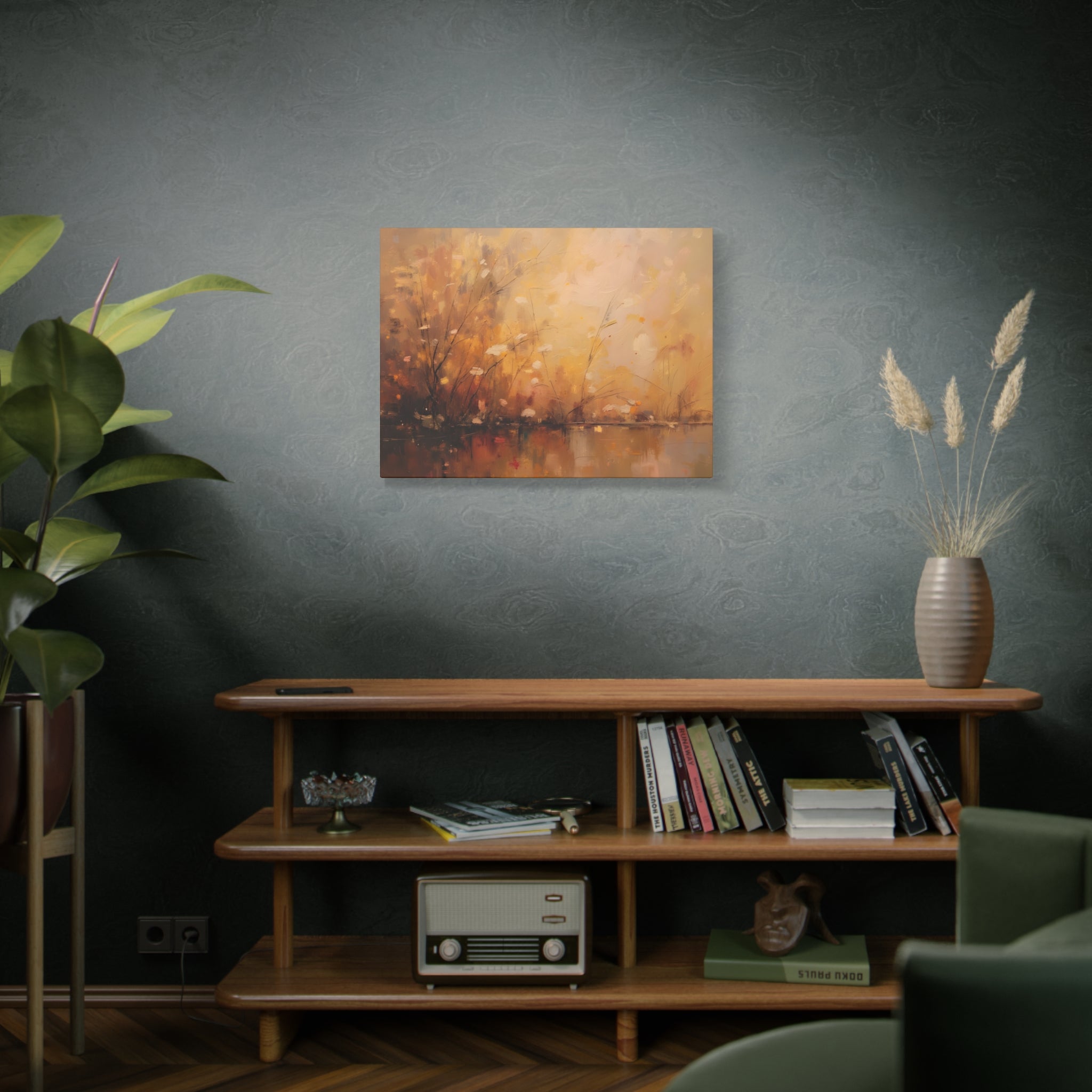 Golden Meadow Abstract Wall Art - Stretched Canvas