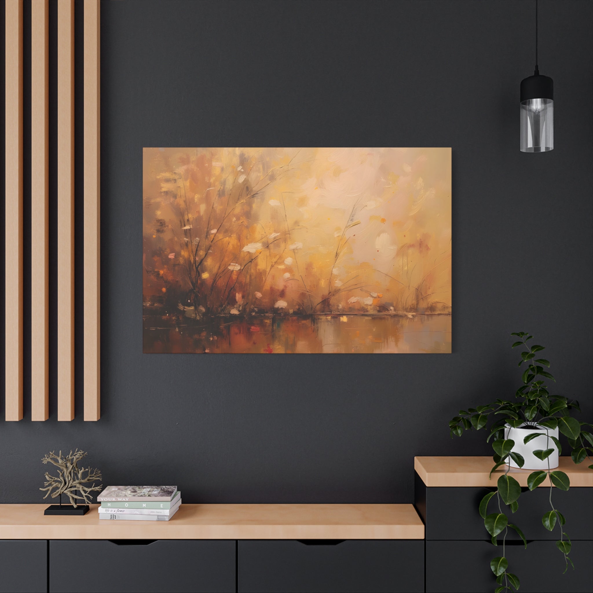 Golden Meadow Abstract Wall Art - Stretched Canvas