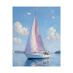 Sailing boat on calm water with pink accents - Poster
