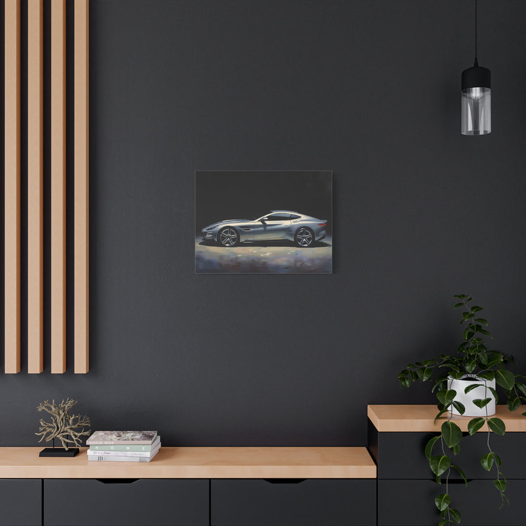 Silver Sports Car Matte Canvas Print — Modern Automotive Wall Art