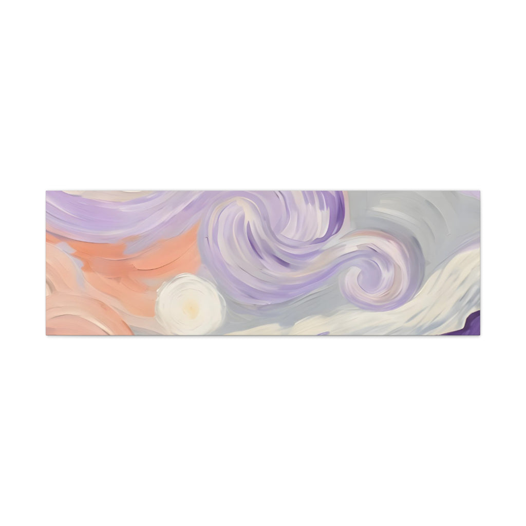 Abstract Swirl Canvas Art – Lavender & Peach Matte Stretched Canvas