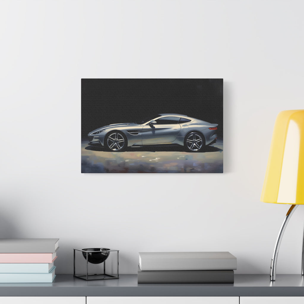 Silver Sports Car Matte Canvas Print — Modern Automotive Wall Art