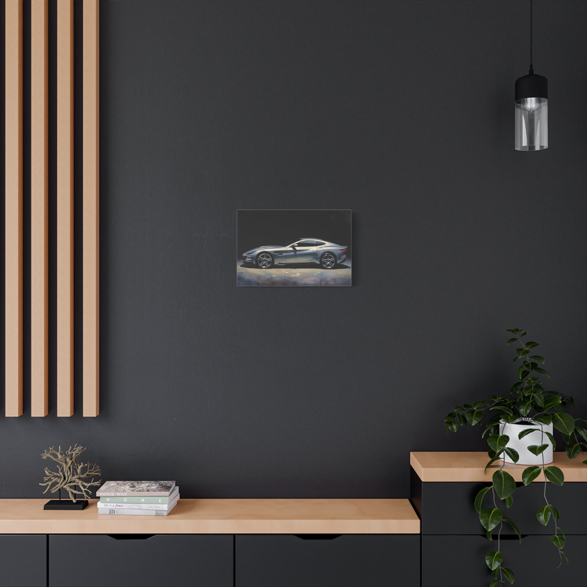 Silver Sports Car Matte Canvas Print — Modern Automotive Wall Art