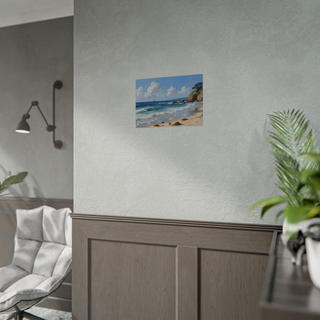 Coastal Seascape Poster - Rolled Beach Print, Ocean Waves Wall Art