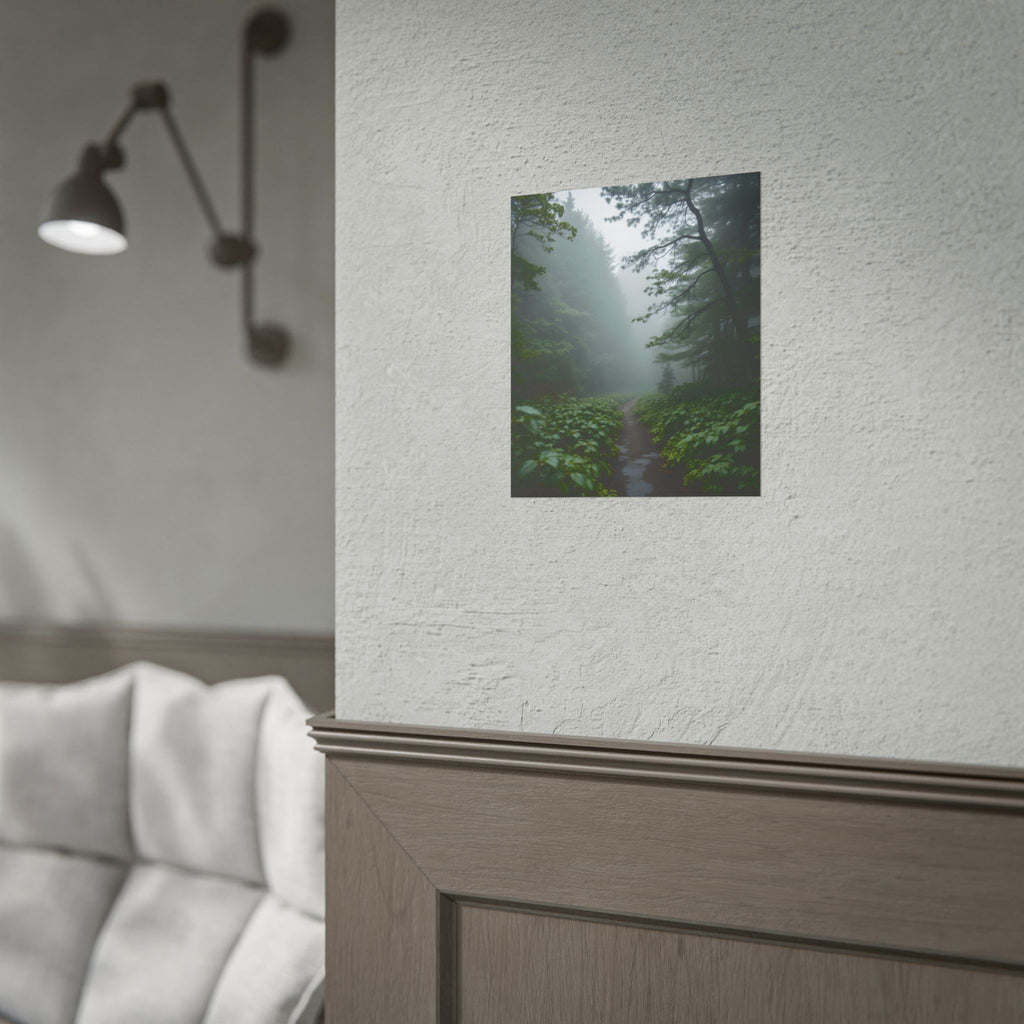 Misty Forest Path  Stretched Wall Art - Poster