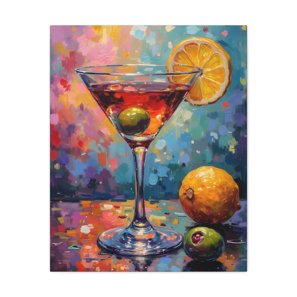 Colourful Martini Glass Matte Canvas Wall Art - Stretched canvas