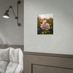 Butterfly on Pink Rose Wall Art - Poster