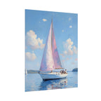 Sailing boat on calm water with pink accents - Poster