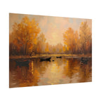Autumn at the lake with rowboats - Poster