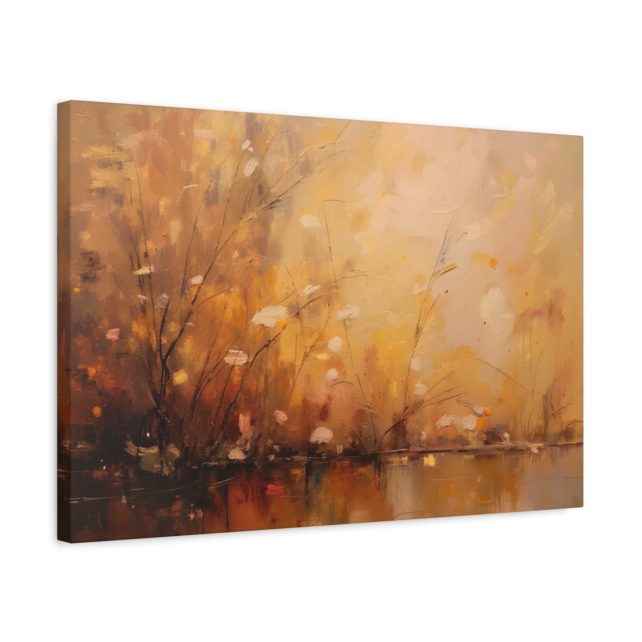 Golden Meadow Abstract Wall Art - Stretched Canvas