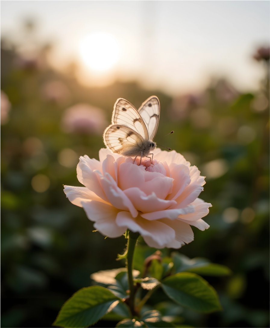 Butterfly on Pink Rose - Digital Design (no physical product will be send)