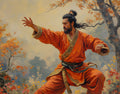 Kung Fu Warrior Printable Wall Art, Martial Arts Painting, Asian Warrior Decor, Zen Strength Art, Dynamic Action Print  - Digital Design (no physical product will be send)
